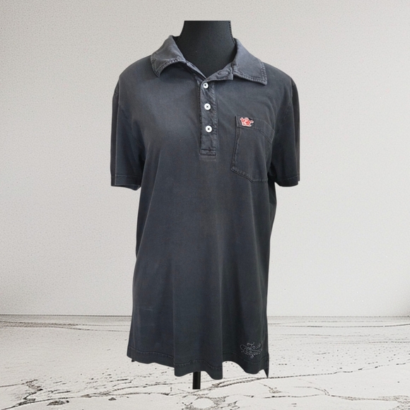 True Religion Womans Black Short Sleeve Polo Size L - Picture 1 of 6